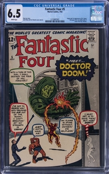 1962 Marvel Comics "Fantastic Four" #5 - (First Appearance of Dr Doom) - CGC 6.5 White Pages 